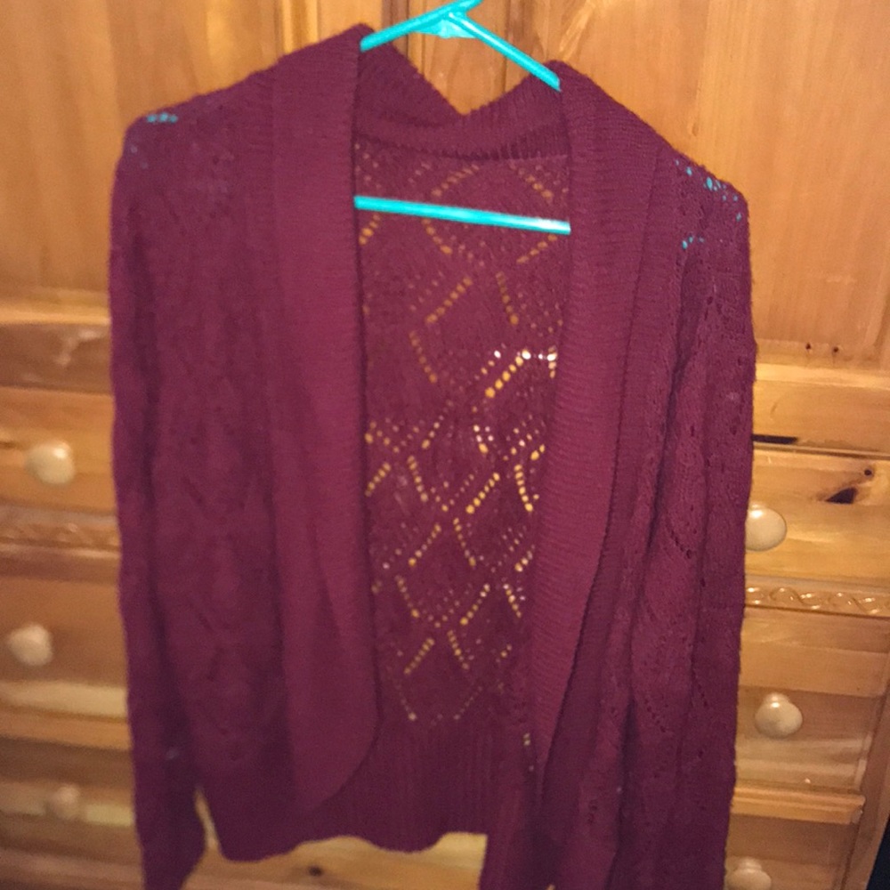 Nice eyelet sweater burgandy